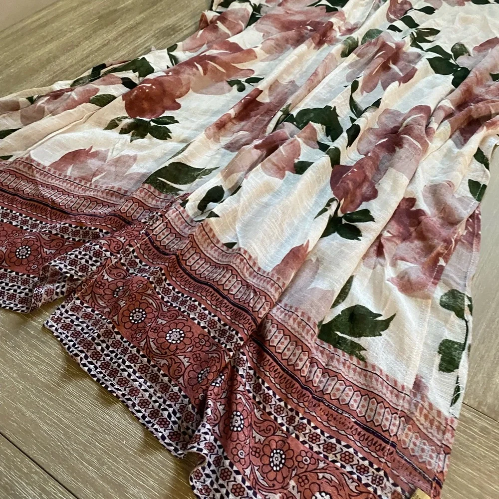 NALINI Women’s White Pink/Purple Floral Long Kimono Boho Beach Cover-up - Picture 10 of 12